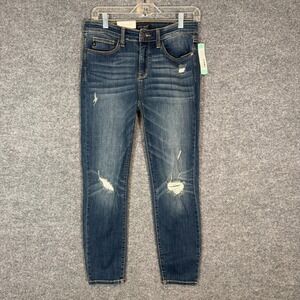 Judy Blue Jeans Womens 9/29 Blue Relaxed Fit Stretch Denim Mid Rise Casual NEW